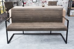 Industrial Freischwinger Bank LOFT 160cm taupe mit Armlehne