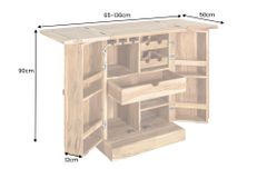 Handgearbeiteter Barschrank MOSAICO 130cm Akazie Massivholz 3D Effekt