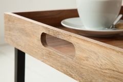 Elegantes Servier Tablett CIANO 40x40cm Akazie Massivholz mit Griffen