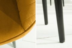 Edler Armlehnen Stuhl TURIN senfgelb Samt mit Ziersteppung