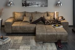 Big Sofa ELEGANCIA 285cm taupe Microfaser XXL Couch inkl. Kissen Federkern