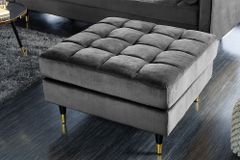 Design Hocker COZY VELVET 80cm grau Samt goldene Füße