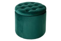 Eleganter Hocker MODERN BAROCK 50cm dunkelgrün Samt Aufbewahrungkorb