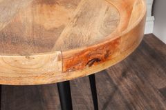 Massiver Beistelltisch PURE NATURE 45cm natur Mangoholz rund mit schwarzen Metallbeinen