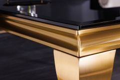 Eleganter Couchtisch MODERN BAROCK 100cm schwarz Opalglas goldene Beine