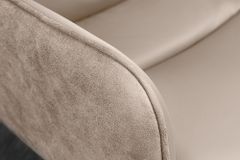 Drehbarer Stuhl BIG GEORGE beige Echtleder Microfaser mit Armlehne schwarze Metallbeine