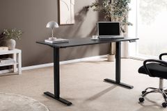 Höhenverstellbarer Schreibtisch BLACK DESK 140cm anthrazit schwarzes Metallgestell