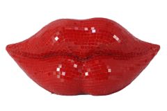 Glamouröse Deko-Figur DISCO LIP 30cm rot Glas-Mosaik-Design handmade
