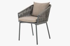 Moderner Stuhl ROPE beige anthrazit Aluminium Gartensessel inkl. Kissen In- und Outdoor