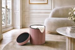 Runder Hocker ÉLAN 40cm rosa Samt faltbar mit Stauraum