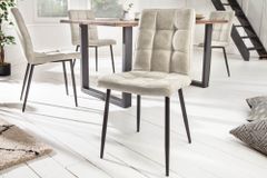 Retro Design Stuhl MODENA stone grau mit Ziersteppung