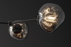 Design Hängelampe LIQUID DIAMOND 100cm smoke schwarz Glas fünf Schirme Kugelleuchte