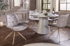 Design Stuhl DIVANI taupe Samt beiges Metallgestell