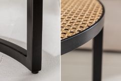 2er Set Couchtisch VIENNA LOUNGE 70cm rund Mangoholz massiv Wiener Geflecht Metall schwarz