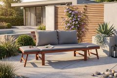 Outdoor Garten Sitzbank MODULAR 200cm natur grau Akazie inkl. Kissen klappbar