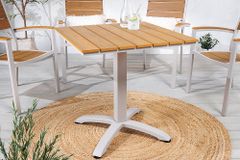Moderner Bistrotisch DESIGNO 70cm natur greige Aluminium wetterfest Gartentisch