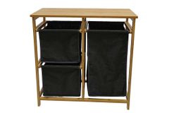 Massivholz Wäschekorb LAGOON SPA 70cm natur grau Bambus drei Wäschebeutel waschbar