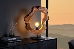 Handgefertigte Tischlampe ORGANIC ARTWORK 55cm natur Teakholz