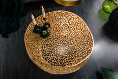 Filigraner Design Couchtisch ABSTRACT LEAF 80cm gold Handarbeit