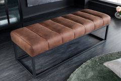 Design Sitzbank PETIT BEAUTÉ 110cm antik braun Microfaser schwarzes Metallgestell