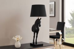 Extravagante Tischlampe BLACK BEAUTY 75cm schwarz gold Pferde-Skulptur