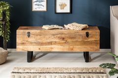 Industrial Truhenbank FACTORY LOFT 115cm Mangoholz natur Sitzbank
