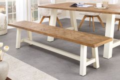 Massive Sitzbank HAMPTONS 160cm hellbraun creme Pinienholz