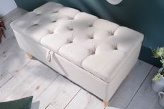 Chesterfield Truhenbank CASTLE 100cm Sitzbank beige Landhausstil mit Stauraum