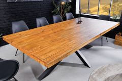 Massivholz Esstisch GALAXIE 200cm vintage braun Pinie recycelt Industrial Design