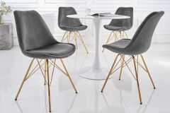 Design Stuhl SCANDINAVIA MEISTERSTÜCK dunkelgrau Samt goldene Beine