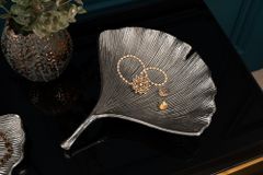 Dekorative Schale GINKGO 35cm silber handmade Metall