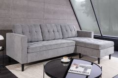 Modernes Ecksofa STOCKHOLM 220cm grau Cordstoff Federkern 3-Sitzer-Sofa