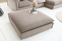 Großer Sitzhocker HEAVEN 100cm greige Cord Sofahocker abnehmbarer Bezug