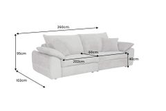 Stilvolles Big Sofa SOHO 260cm grau Chenille 4-Sitzer Couch mit Wellenunterfederung