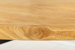 Massiver Esstisch GALAXIE 240cm braun Mangoholz oval schwarz Eisen Sterngestell