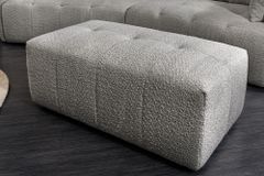 Moderner Hocker ROYAL 120cm grau Bouclé Federkern Sitzhocker Fußhocker