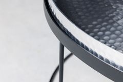 2er Set Runde Couchtische ELEMENTS 60cm silber schwarz Metall Tabletttisch Beistelltisch