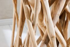 Massivholz Beistelltisch DRIFTWOOD 60cm natur Teak viereckig im Stelzen-Design