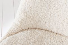 Design Stuhl SCANDINAVIA MEISTERSTÜCK creme Bouclé schwarze Metallbeine