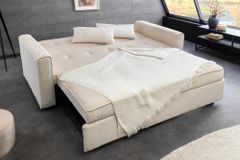 Ausziehbares Schlafsofa SMART 180cm beige Cord 2-Sitzer Couch mit Nosagfederung