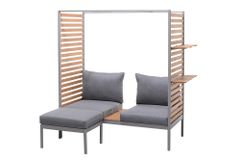 Outdoor Balkonlounge 2-Sitzer COCOONING anthrazit Aluminium Holz mit Hocker wetterfest