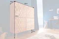 Massivholz Highboard MYSTIC LIVING 140cm Akazie natur 3D-Oberfläche