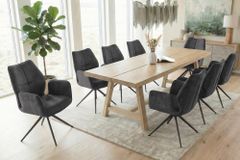 Drehbarer Design Stuhl CONCORD dunkelgrau Samt Taschenfederkern Metallgestell schwarz