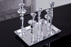 Kerzenständer MODERN BAROCK 30cm 7-flammig silber Aluminium poliert Kerzenhalter Deko-Platte
