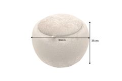 Runder Couchtisch ORBIT 50cm champagner-greige Bouclé Hocker mit Tablett und Stauraum