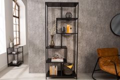Industrial Bücherregal SLIM LINE 185cm Esche schwarz sechs Regalböden