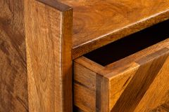 Massiver Nachttisch INFINITY 60cm natur Mangoholz mit Fach und Schublade