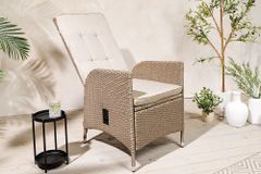 Outdoor Gartenstuhl SYLT natur beige Polyrattan Hochlehner mit Armlehne verstellbar wetterfest