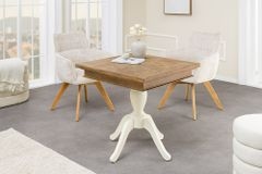 Massiver Esstisch HAMPTONS 70cm hellbraun creme recycelte Pinie Bistrotisch