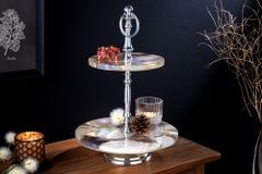 Deko Etagere NOBLE 35cm silber Edelstein handmade Achat Quarz Aluminium